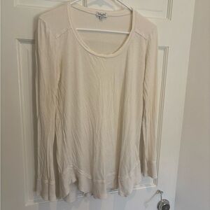 Splendid Cream Long Sleeve Scoop Neck Thermal Top